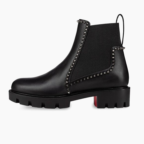 Christian Louboutin 3221092 Out Lina Spike Lug Black Calf Ankle Boot, 38.5 - Picture 4 of 16